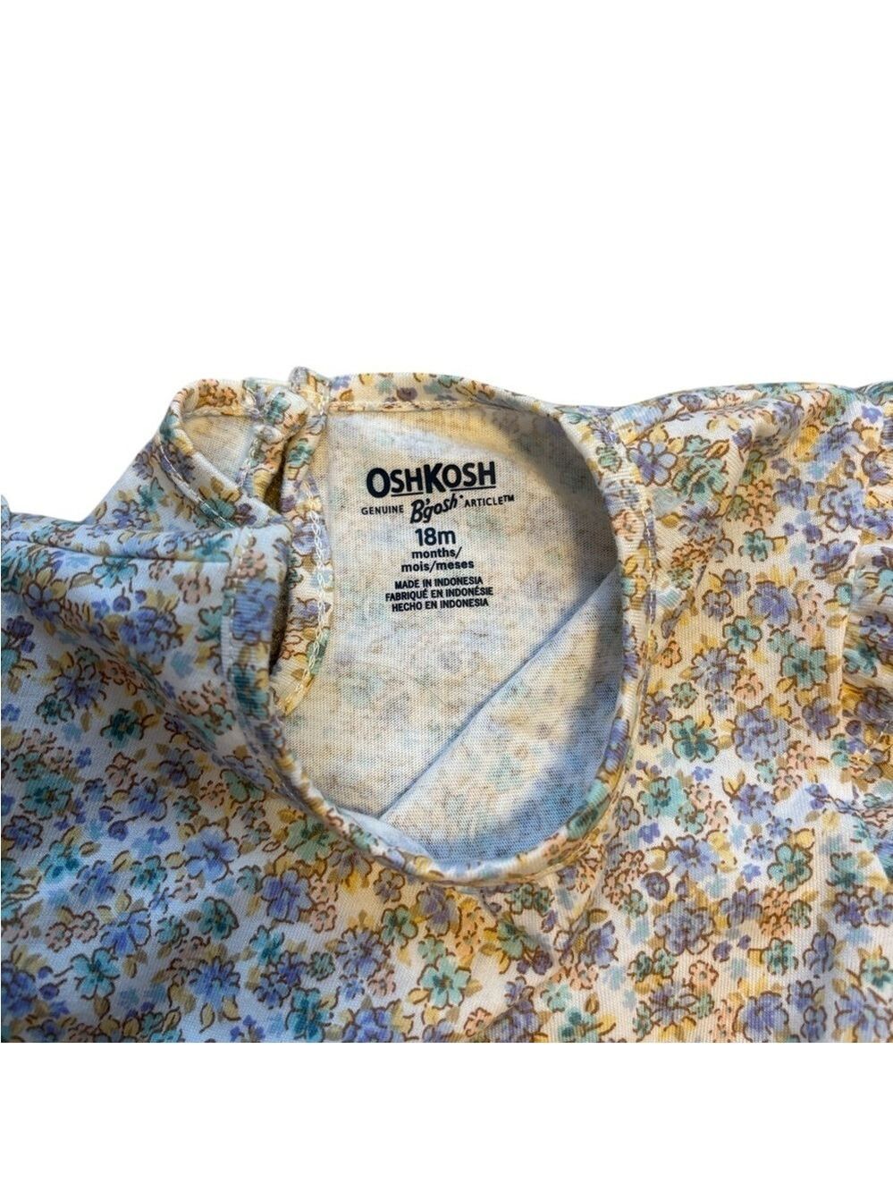 OshKosh B'gosh Multicolor Floral Baby Bodysuit Long Sleeve Size 18M New - Picture 3 of 4